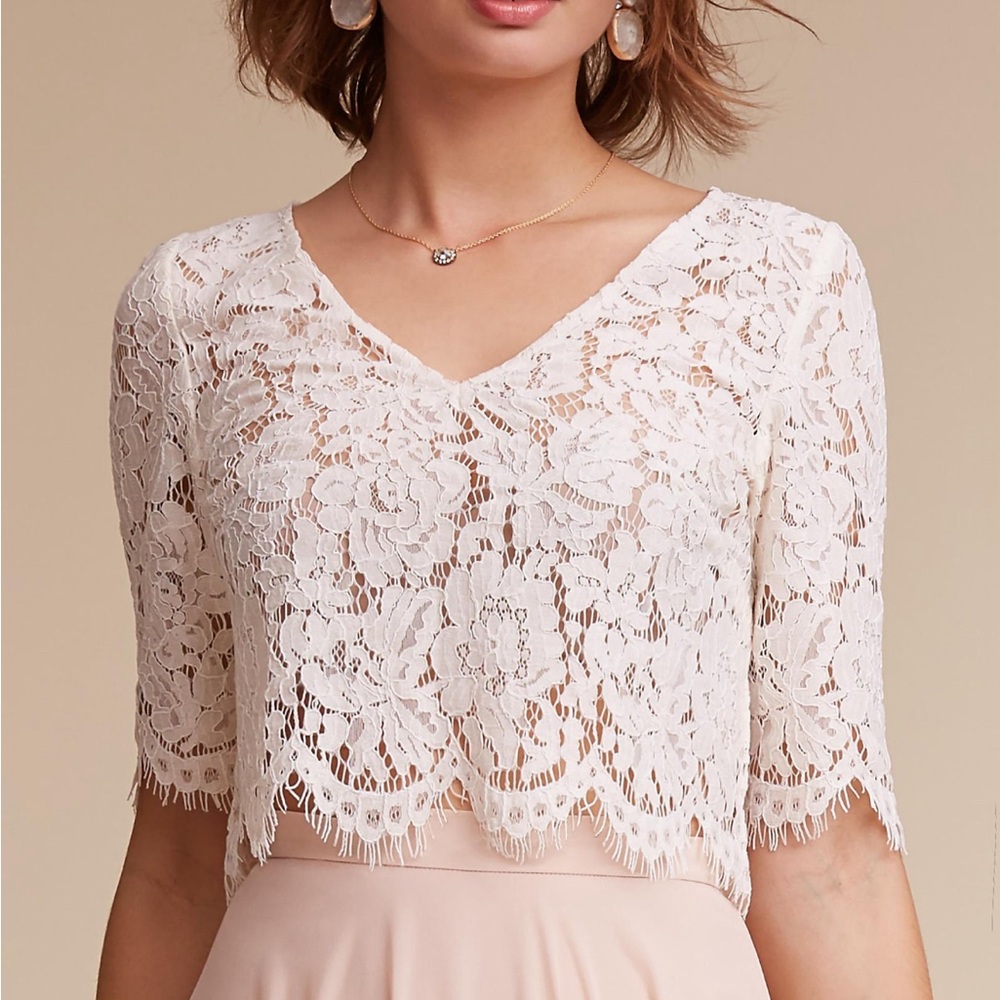Handmade Lace Bridal Bolero Cover Cord Lace Top jacket wedding white 1/2 sleeve